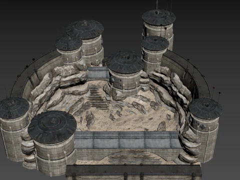 Parede externa de fic&ccedil;&atilde;o cient&iacute;fica Modelo 3D