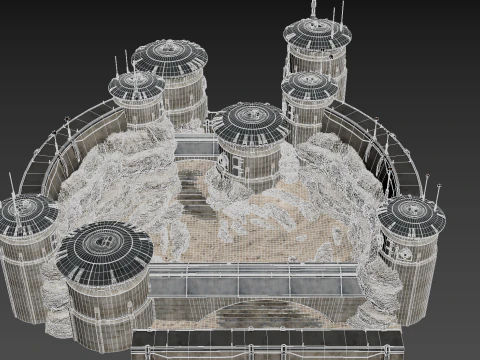 Parede externa de fic&ccedil;&atilde;o cient&iacute;fica Modelo 3D