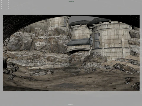 Parede externa de fic&ccedil;&atilde;o cient&iacute;fica Modelo 3D