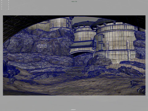 Parede externa de fic&ccedil;&atilde;o cient&iacute;fica Modelo 3D