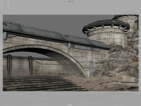 Parede externa de fic&ccedil;&atilde;o cient&iacute;fica Modelo 3D