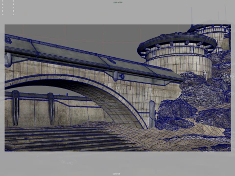 Parede externa de fic&ccedil;&atilde;o cient&iacute;fica Modelo 3D