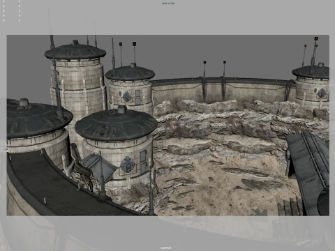 Parede externa de fic&ccedil;&atilde;o cient&iacute;fica Modelo 3D