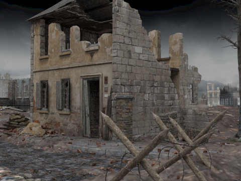 Detailed Ruined Building 3Dモデル