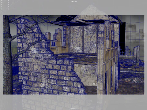 Detailed Ruined Building 3D Model
