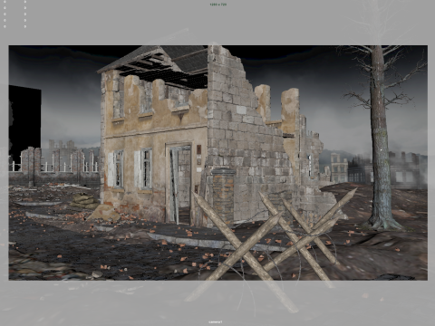 Detailed Ruined Building 3D मॉडल