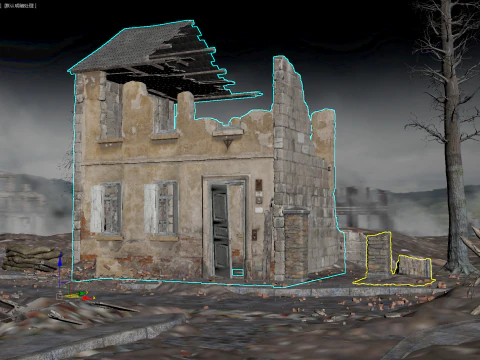 Detailed Ruined Building 3D Model