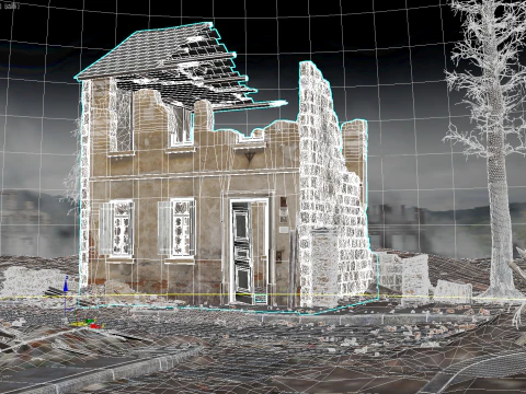 Detailed Ruined Building 3D Model