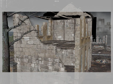 Detailed Ruined Building 3D Model