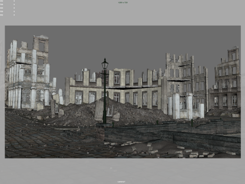 Post Apocalyptic Ruined City Model 3D