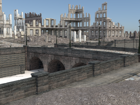 Post Apocalyptic Ruined City Model 3D