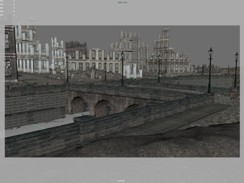 Post Apocalyptic Ruined City Model 3D