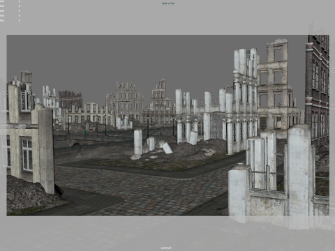 Post Apocalyptic Ruined City Model 3D