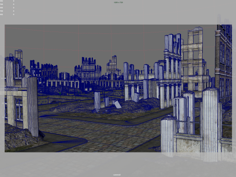 Post Apocalyptic Ruined City Model 3D