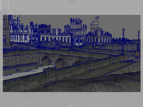 Post Apocalyptic Ruined City Model 3D
