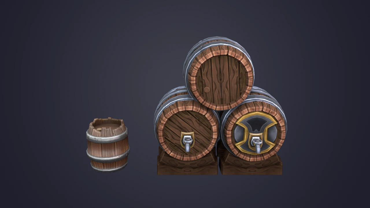 Wooden Barrel 3D Model .c4d .max .obj .3ds .fbx .stl .blend