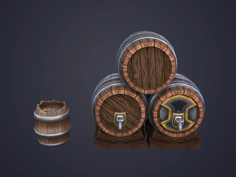 나무통 3D 모델