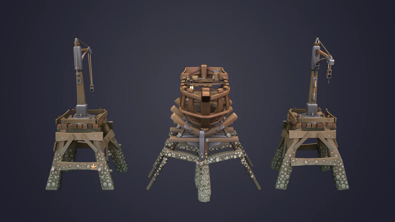 Game Boat - Building Pier 3D Model .c4d .max .obj .3ds .fbx .stl .blend 