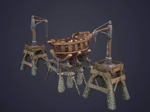 Game Boat - Building Pier 3D Model