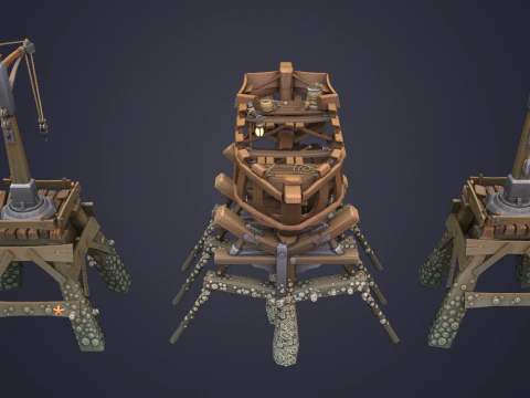 Game Boat - Building Pier 3D Model