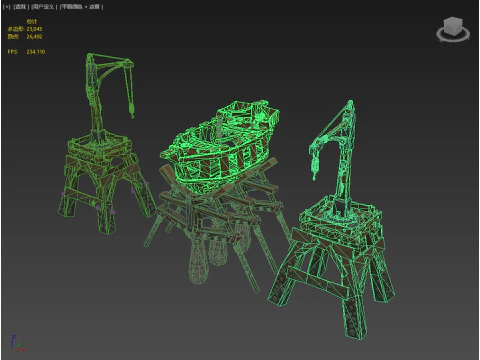 Game Boat - Building Pier 3D Model