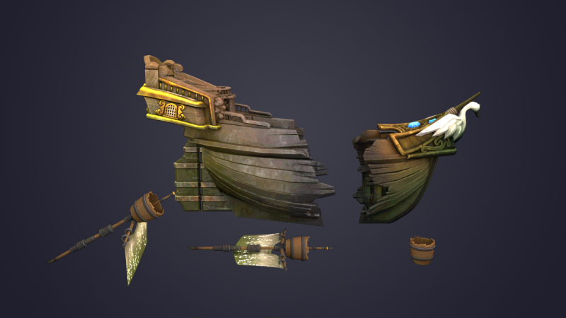 Half Ship Wreck 3D Model .c4d .max .obj .3ds .fbx .stl .blend