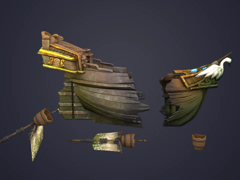 Naufr&aacute;gio de meio navio Modelo 3D