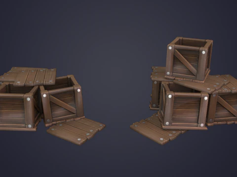 나무 상자 3D 모델