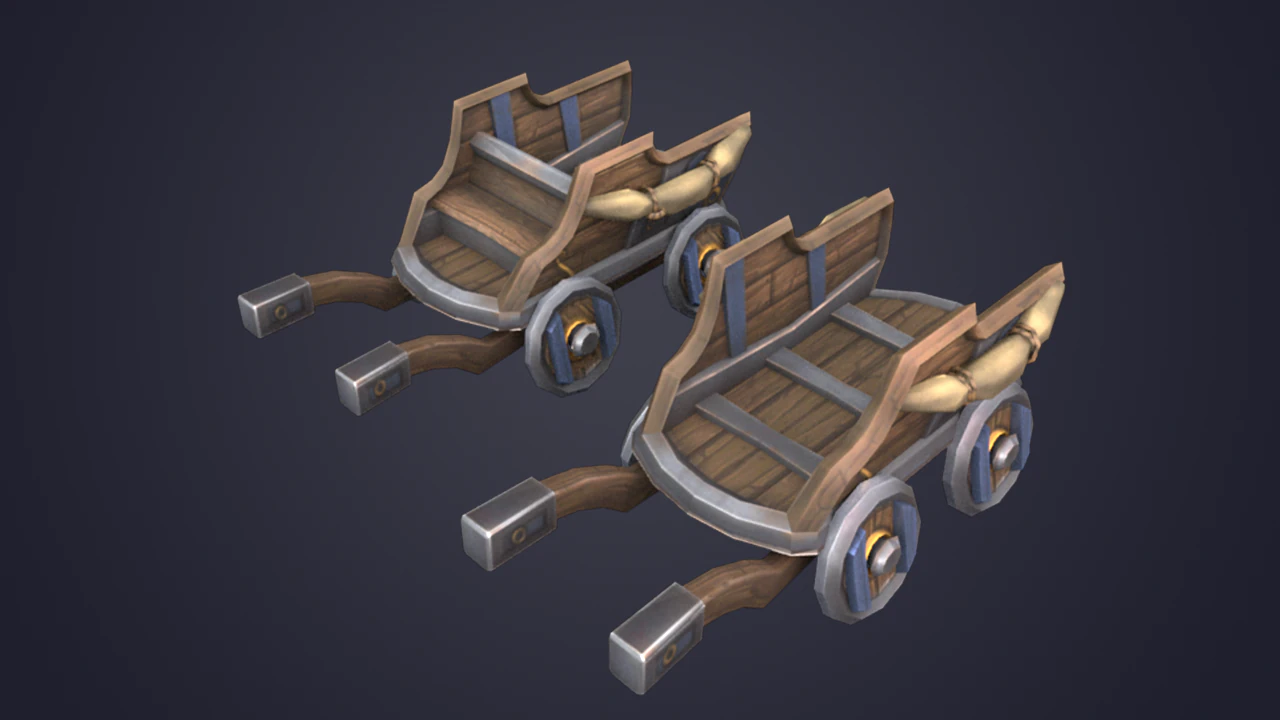 Medieval WheelBarrow 3D Model .c4d .max .obj .3ds .fbx .stl .blend