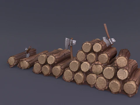 Большая куча дерева 3D Модель