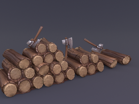 Big Pile of wood 3D Model