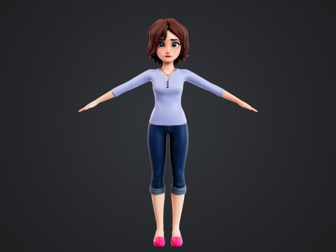 Cartoon Family Rigged 3D Модель