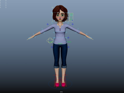 Cartoon Family Rigged 3D Модель