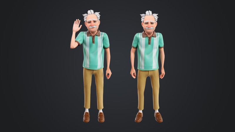 Cartoon Old Man Rigged Modello 3D .c4d .max .obj .3ds .fbx .stl .blend