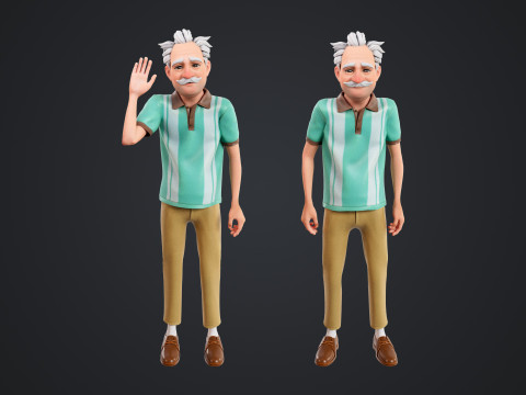 Cartoon Old Man Rigged Modelo 3D