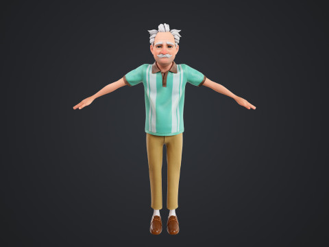 Cartoon Old Man Rigged Modello 3D