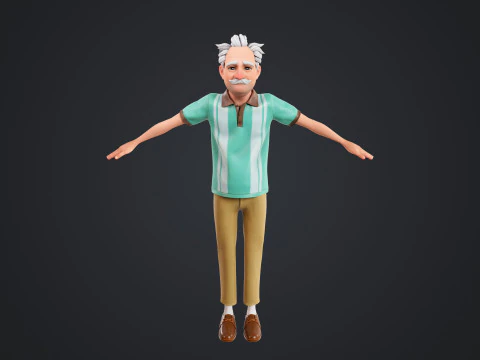 Cartoon Old Man Rigged 3D Model