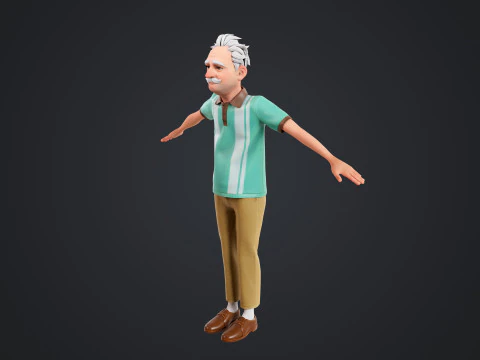 Cartoon Old Man Rigged 3D Model