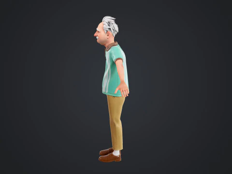 Cartoon Old Man Rigged 3D Model