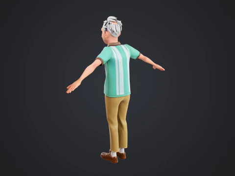 Cartoon Old Man Rigged 3D Model