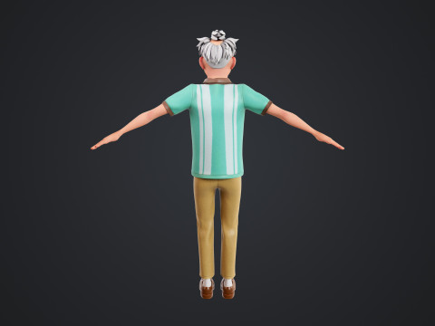 Cartoon Old Man Rigged Modello 3D