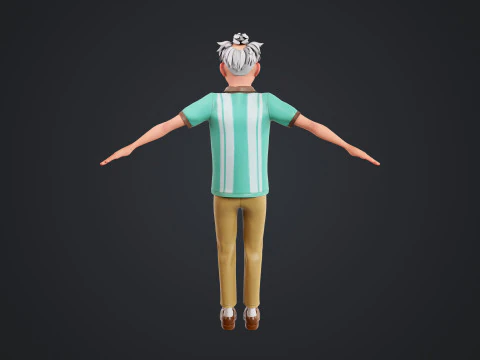 Cartoon Old Man Rigged 3D Model