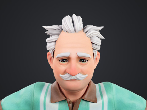 Cartoon Old Man Rigged Modello 3D