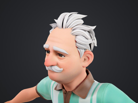 Cartoon Old Man Rigged Modello 3D