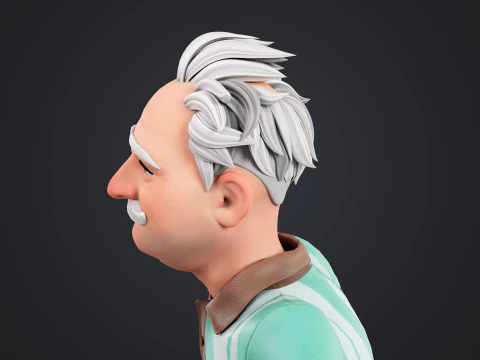 Cartoon Old Man Rigged 3D Model