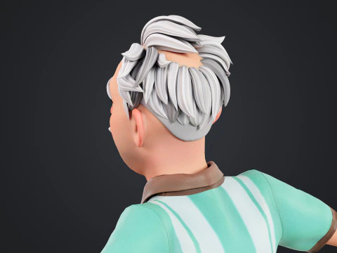 Cartoon Old Man Rigged 3D Model