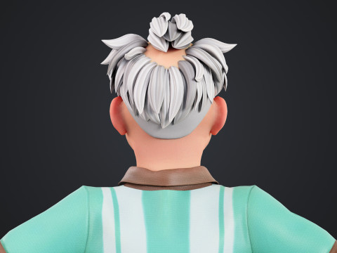 Cartoon Old Man Rigged Modello 3D