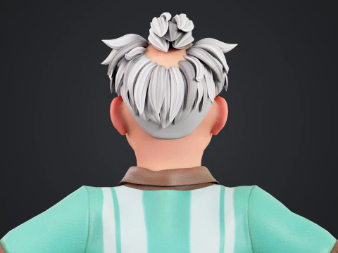 Cartoon Old Man Rigged 3D Model