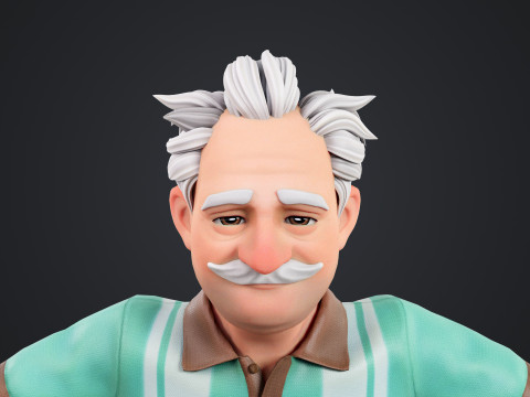 Cartoon Old Man Rigged Modello 3D