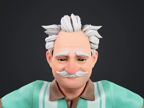 Cartoon Old Man Rigged 3D Model